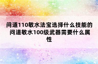 问道110敏水法宝选择什么技能的 问道敏水100级武器需要什么属性